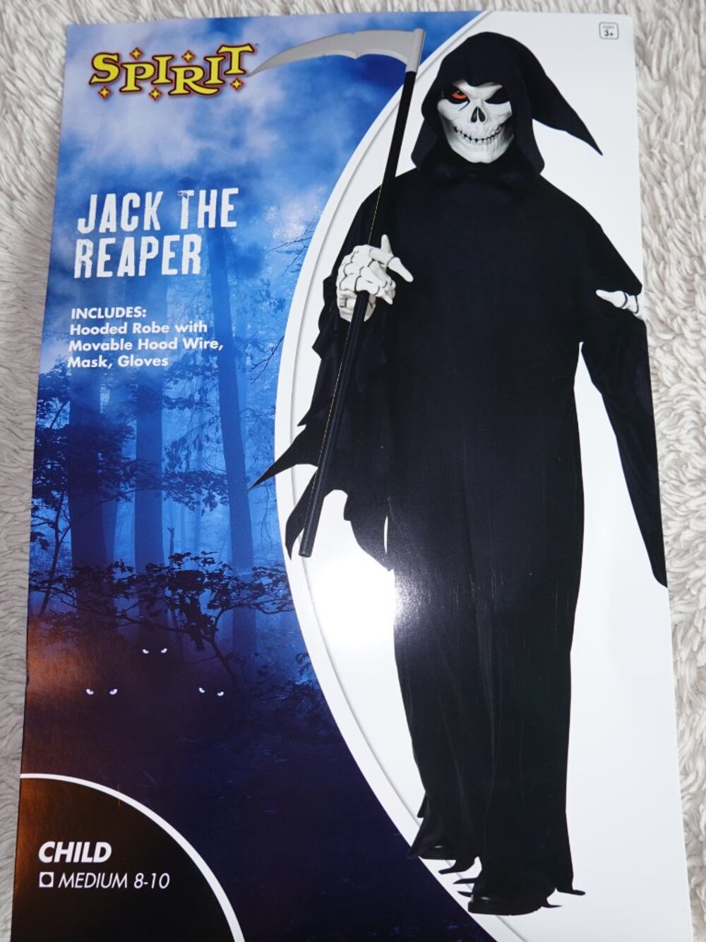 Child Medium 8-10 Spirit Halloween Jack The Reaper Costume, Like New